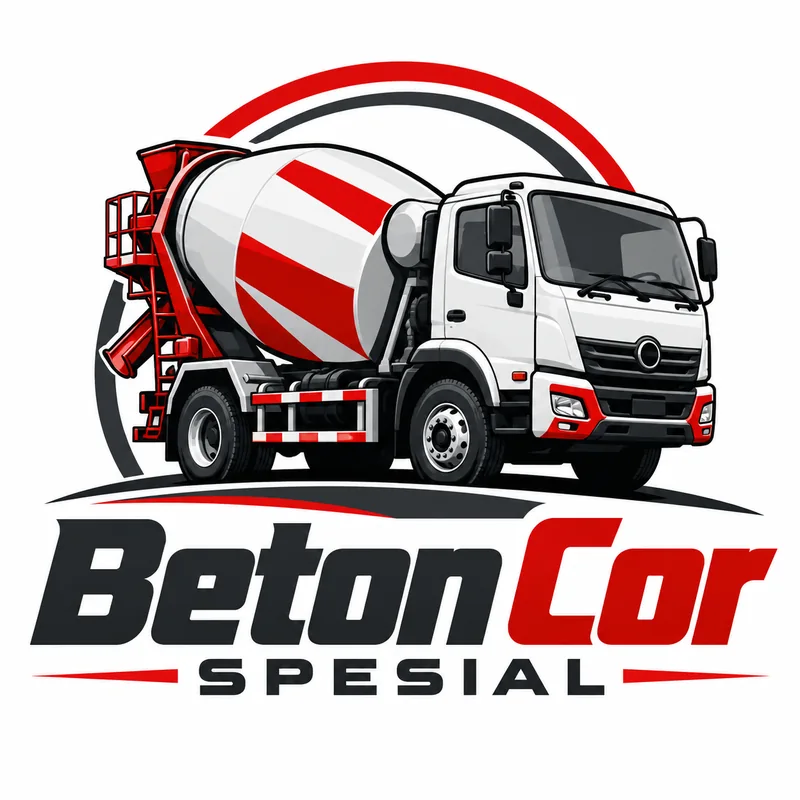 Logo Beton Cor Spesial dengan ilustrasi truk mixer